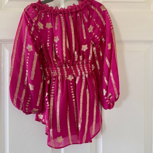 LoveShackFancy Mini Popover Dress Pink Gold Star Very Berry 2/3T Girls NWT - Picture 9 of 16